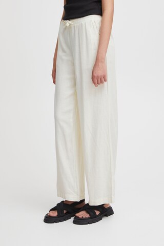 ICHI Wide leg Broek 'Lino' in Beige