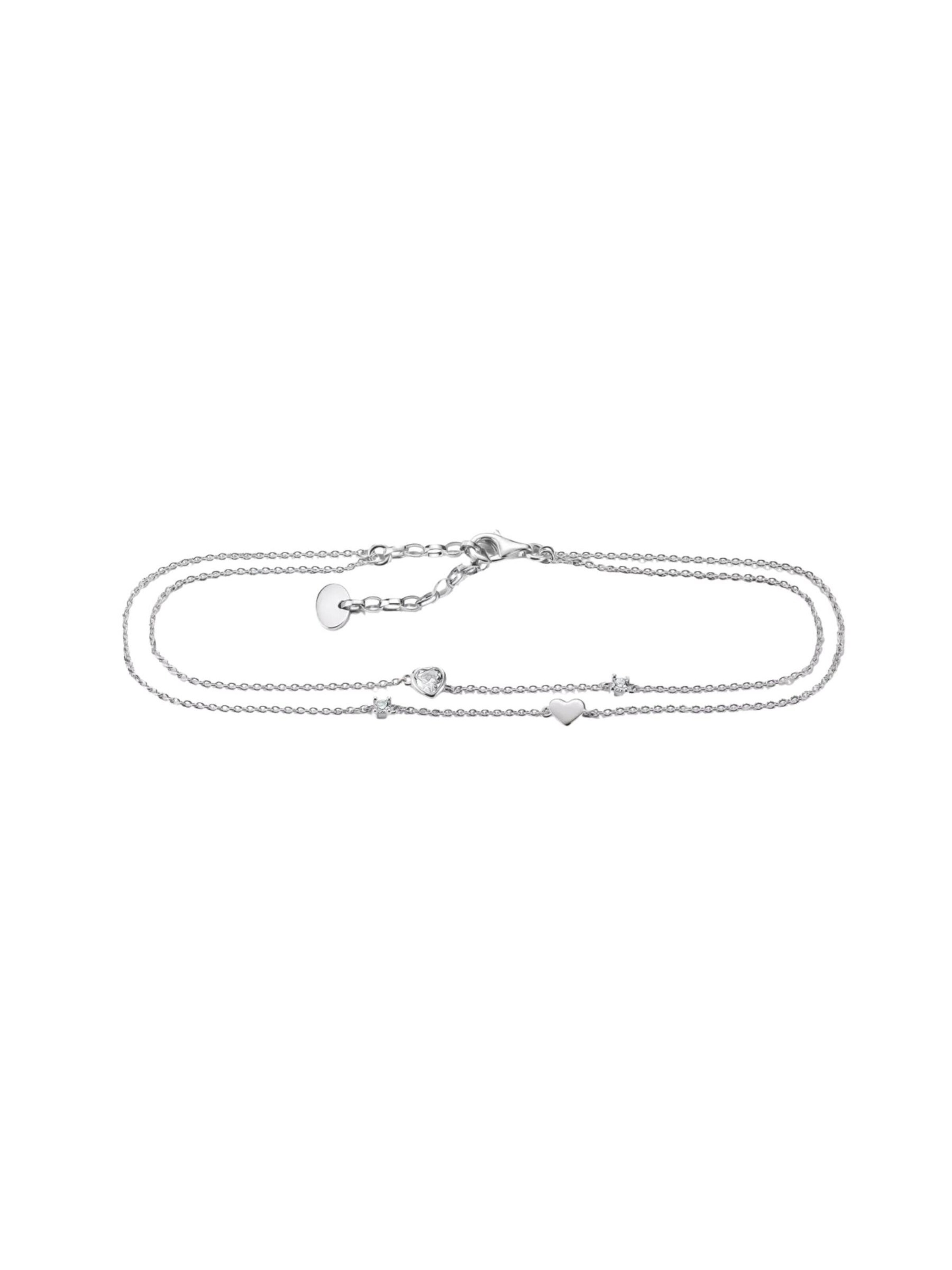 Thomas Sabo Armband 'Versilbertes Fußkettchen mit Herzen & Zirkonia'‌‌‌‌‌‌‌ in 27 cm in silber, Produktansicht