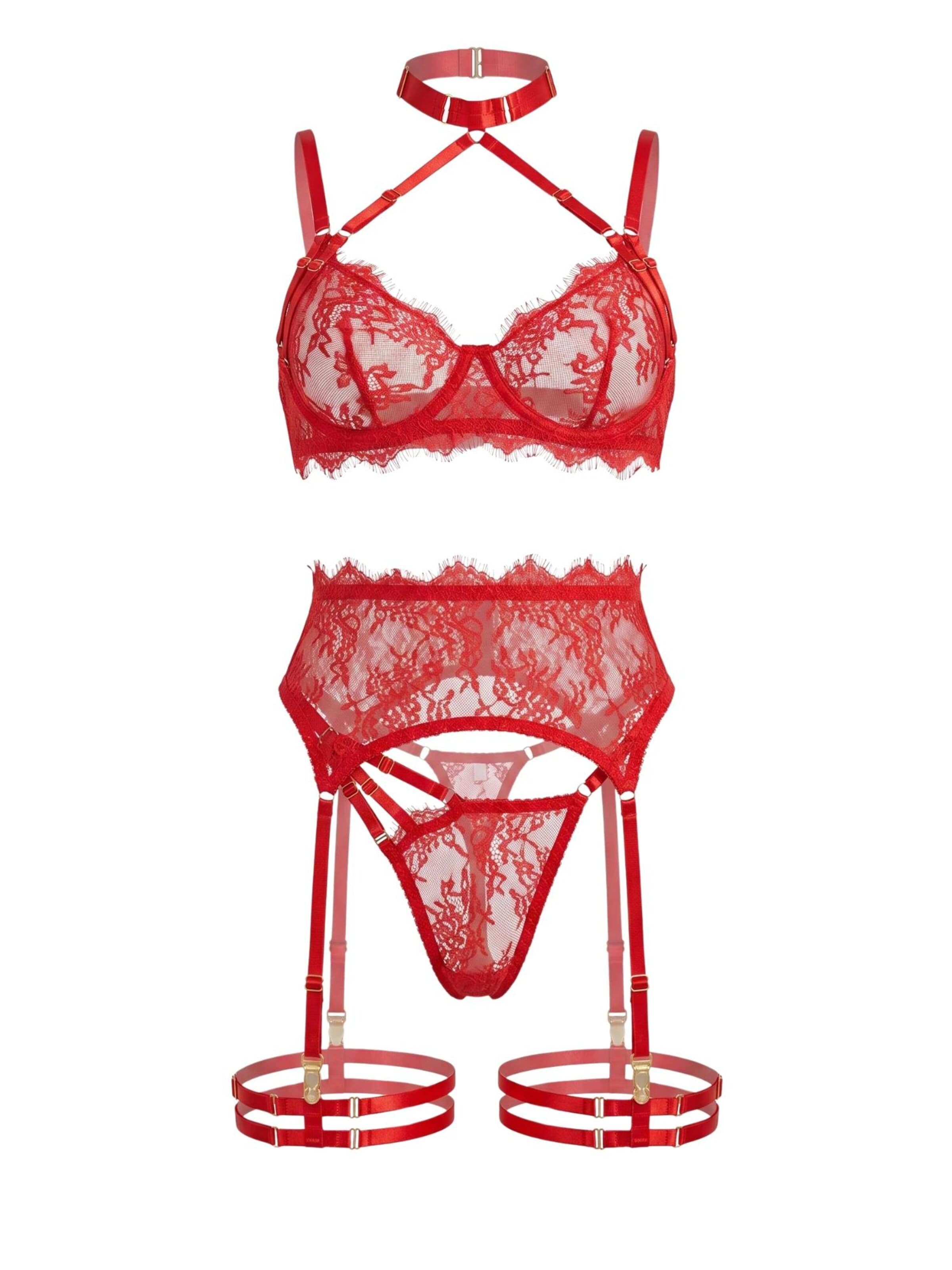 Orchibelle Underwear Sets 'Elodie' in Red: front