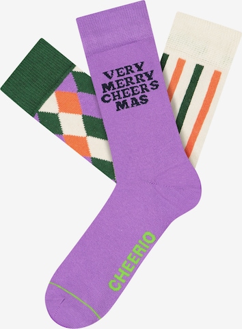 CHEERIO* Socks 'MERRY IN STYLE' in Green: front