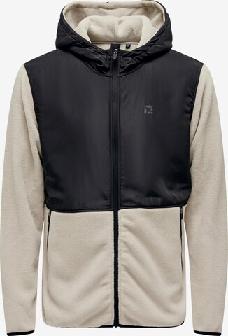 Only & Sons Fleece Jacket 'NOAH' in Beige: front