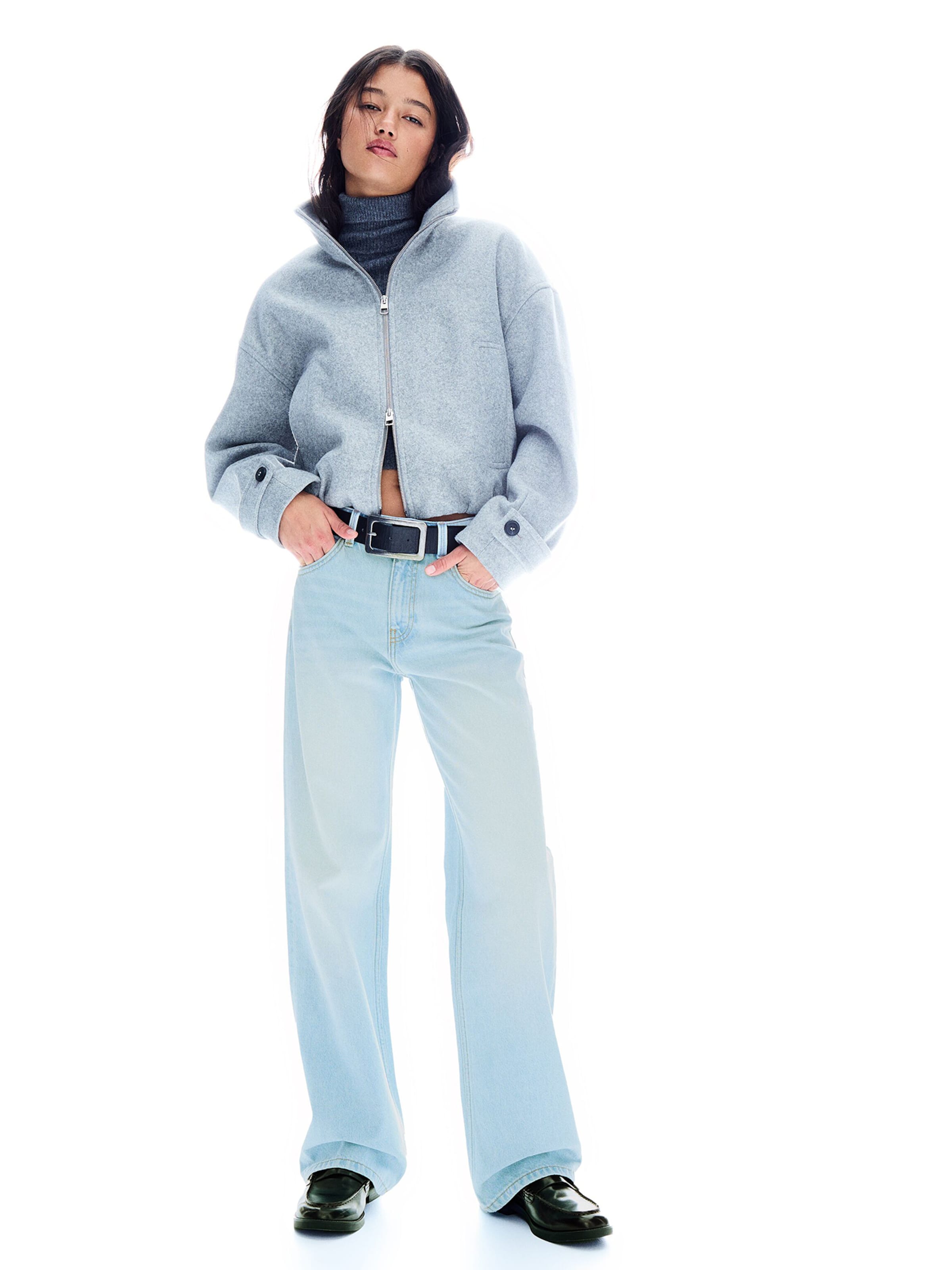 BershkaWide Leg/ Široke nogavice Traperice - plava boja