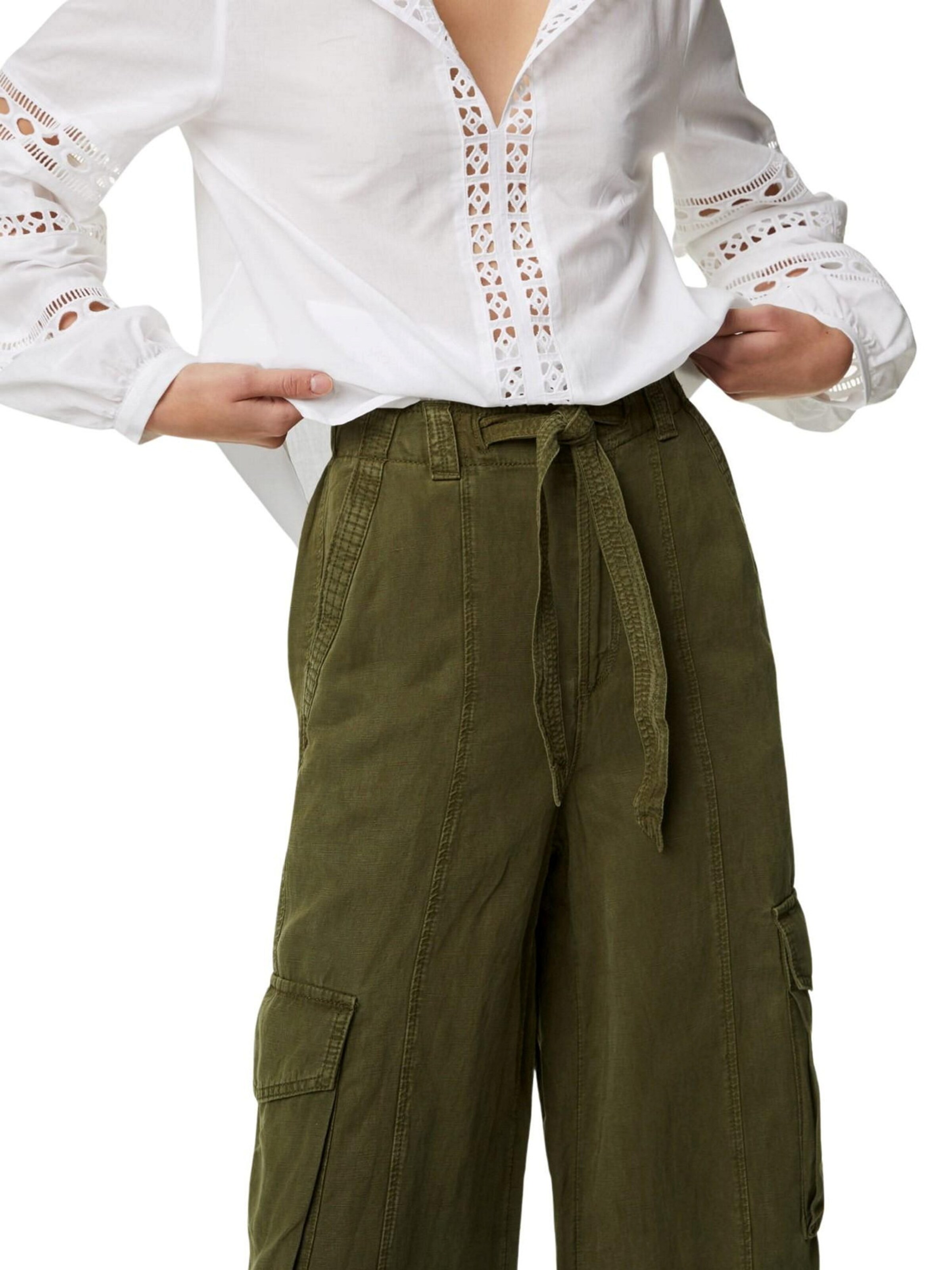 Wide Leg Pantalon cargo Marks & Spencer en vert