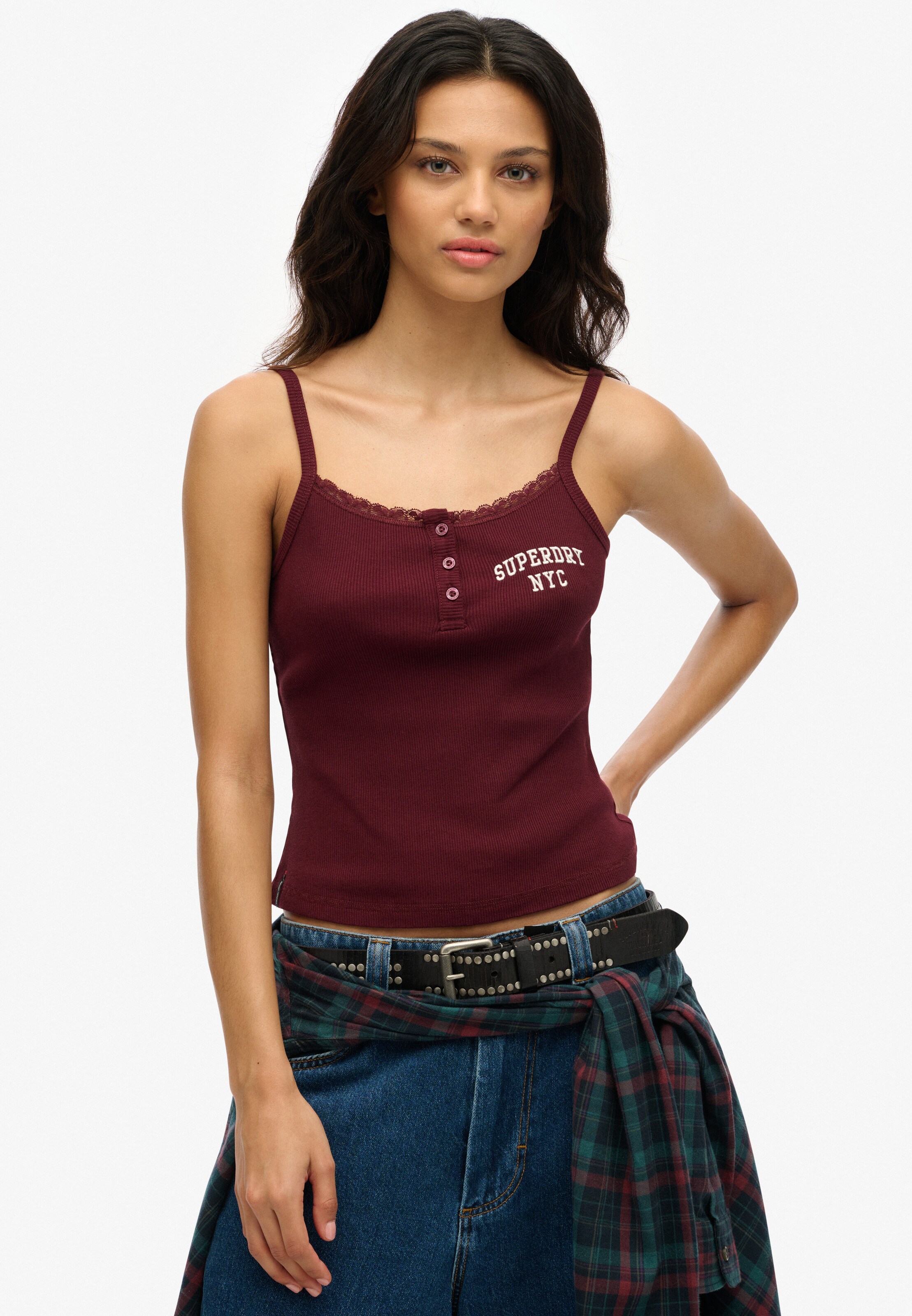 Superdry Top 'Athletic Essentials' in Rood: voorkant