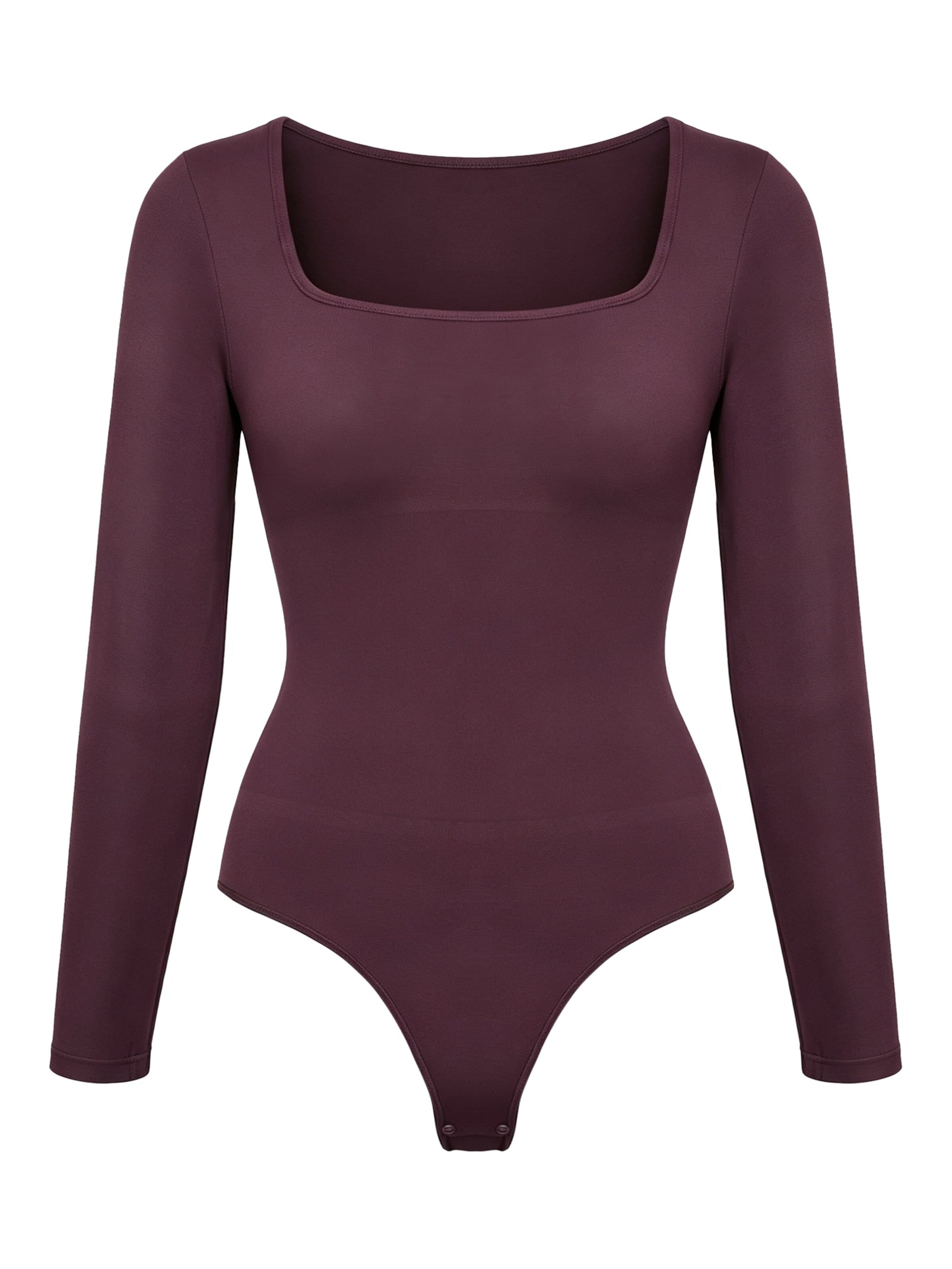 cfab Shaping bodysuit 'Clean Longsleeve Squareneck Sculpting Bodysuit with String' in XS in Burgundy, Item view