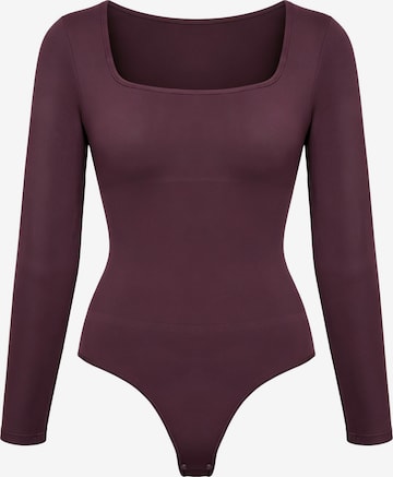 cfab - Body moldeador 'Clean Longsleeve Squareneck Sculpting Bodysuit with String' en rojo: frente
