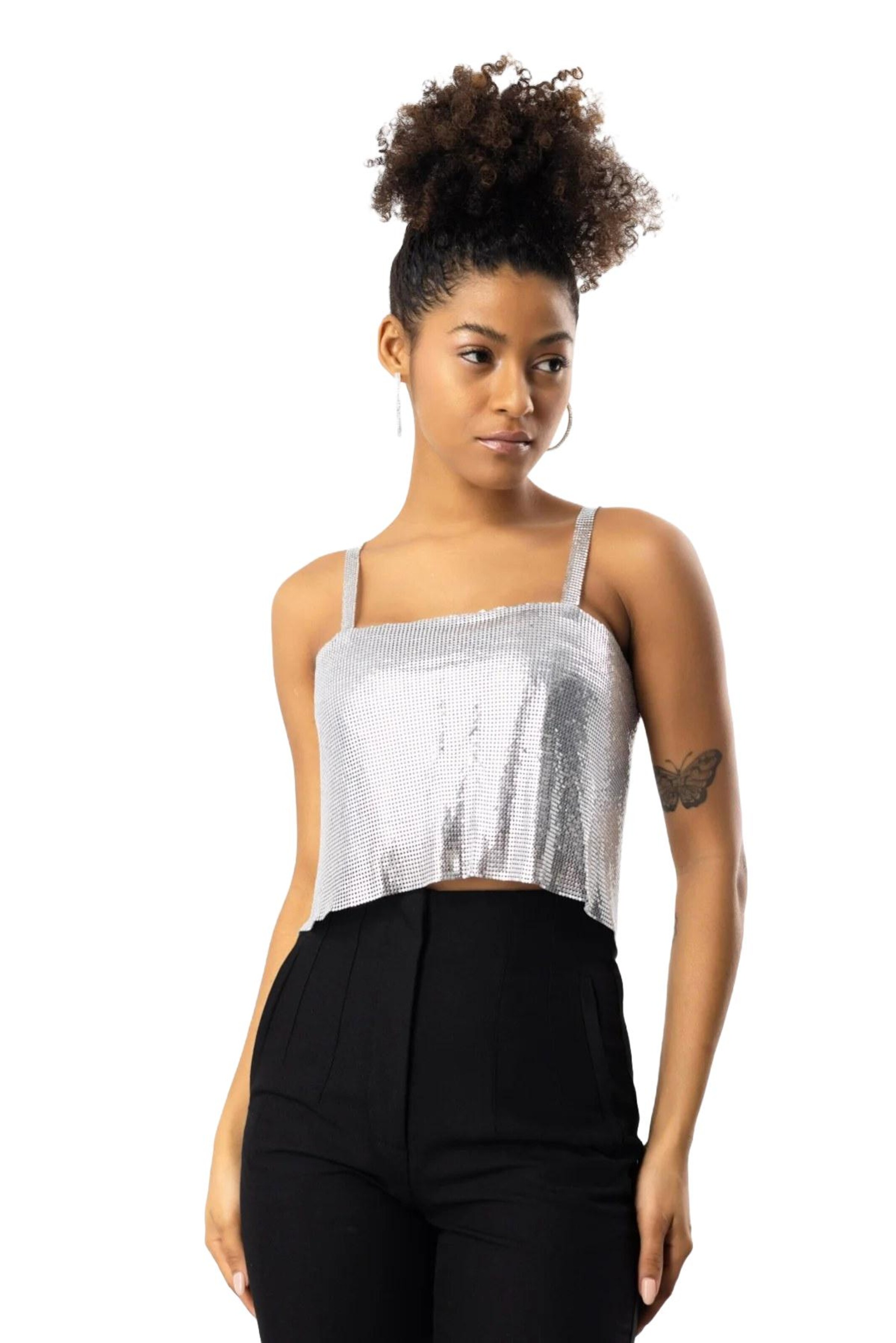 No Matter What Top in Silver: front