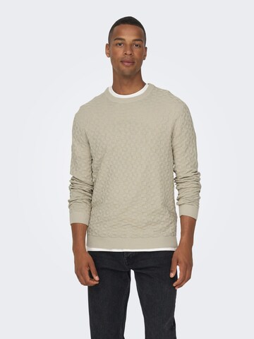 Only & Sons Sweater 'Kalle' in Beige: front