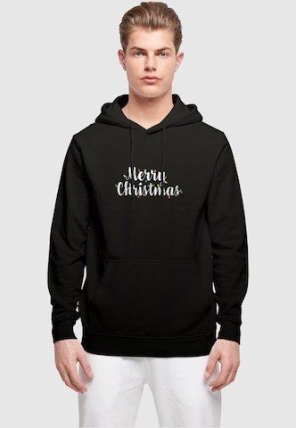 Merchcode Sweatshirt 'Merry Christmas Lights' in Zwart: voorkant