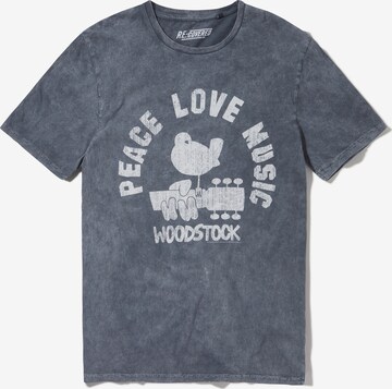 Recovered T-Shirt Woodstock Peace Love Music in Grau: predná strana