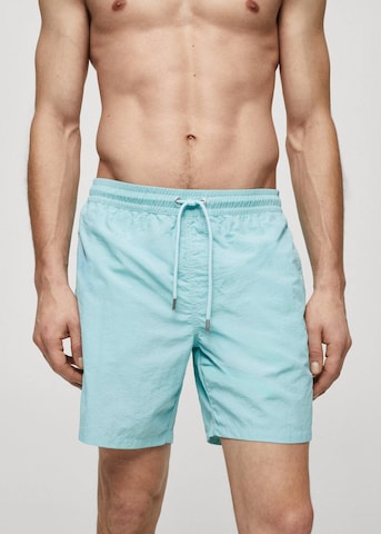 MANGO MAN Regular Board Shorts 'liso' in Blue: front