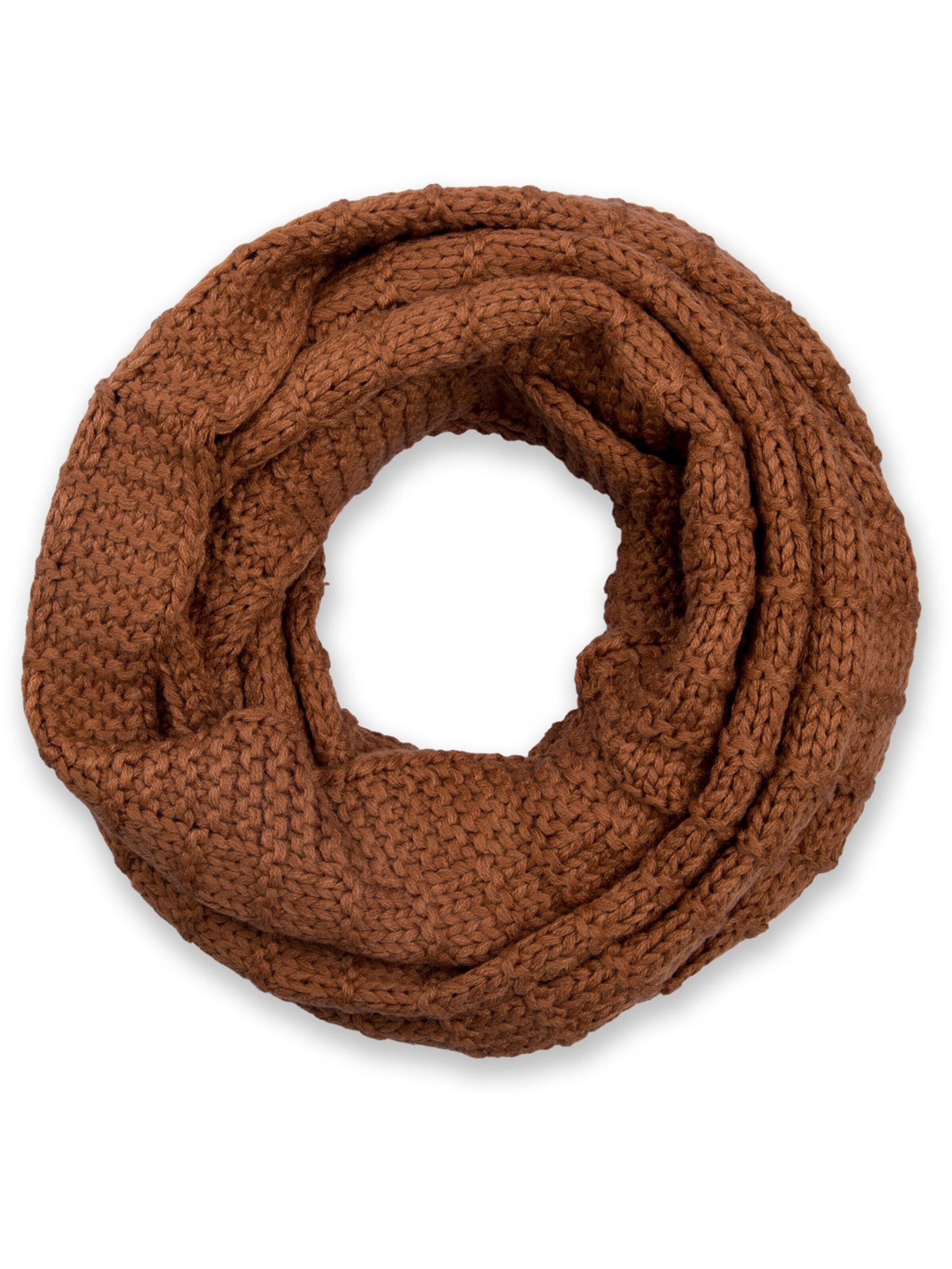 styleBREAKER Loop scarf 'Strick Loop mit Karomuster' in Brown: front