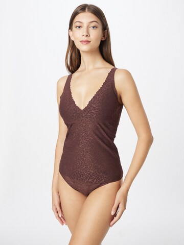 SLOGGI Triangle Undershirt 'Zero Feel Lace 2.0' in Brown: front