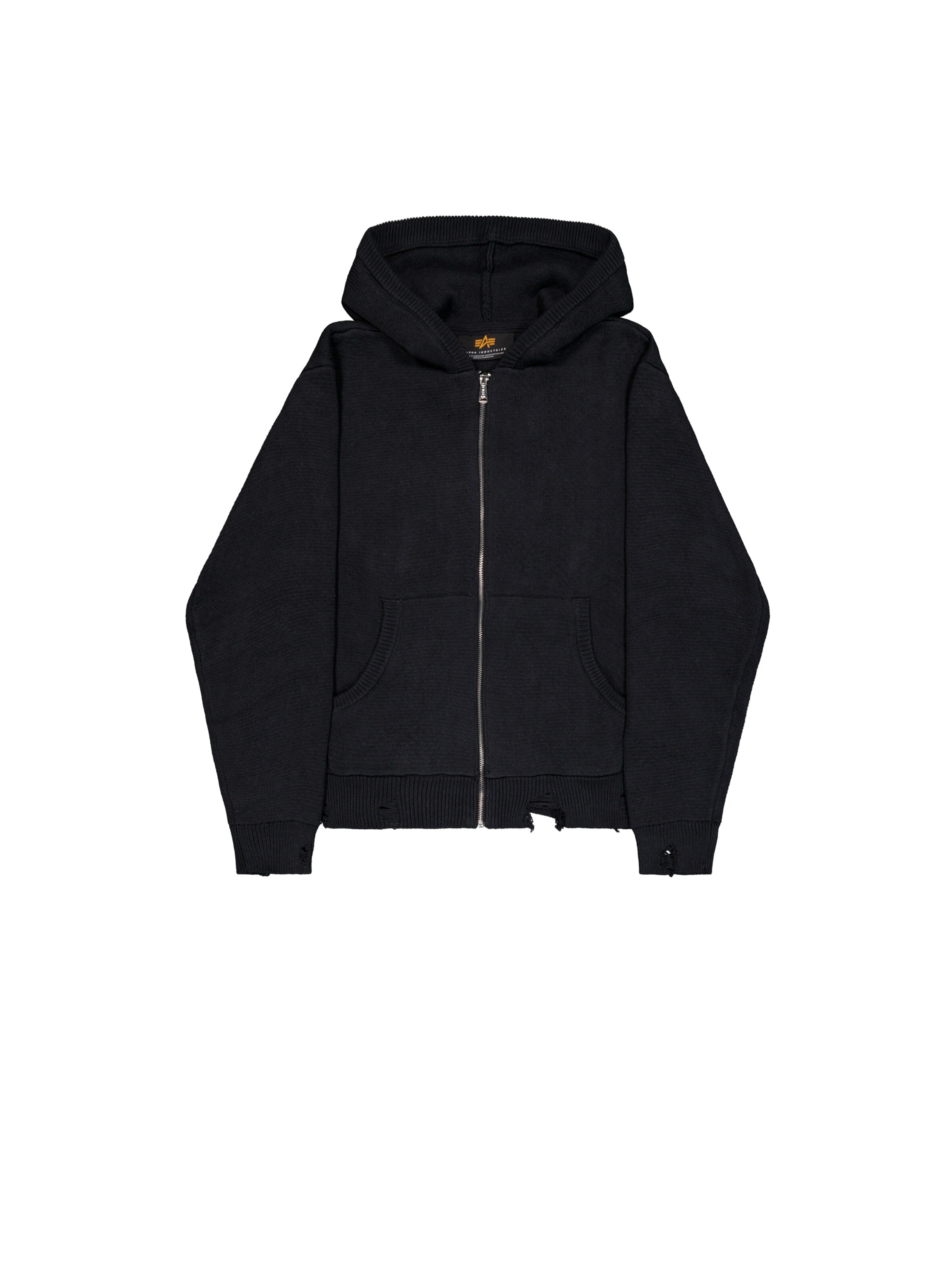 ALPHA INDUSTRIES Knit cardigan in Black: front