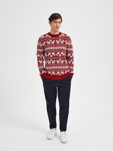 SELECTED HOMME Sweater 'Deer' in Red