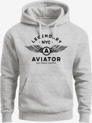 Neverless Sweatshirt 'Aviator Wings' in Grau: Vorderseite