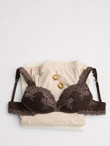 INTIMISSIMI Push-up Bra 'Gioia Pretty Flowers' in Brown