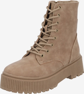 Palado Lace-Up Ankle Boots 'Aliaxe' in Beige: front