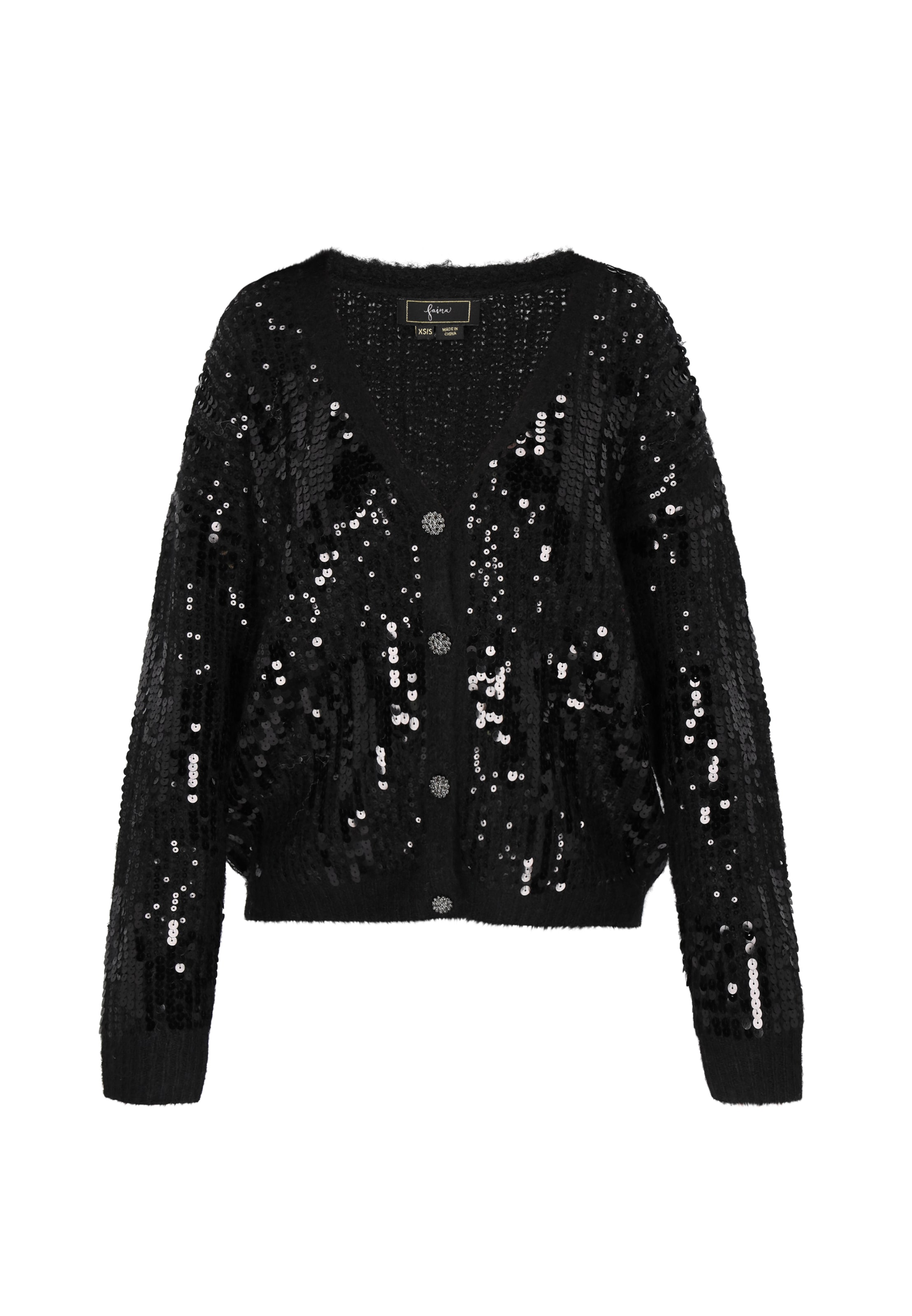 faina - Cárdigan en negro: frente