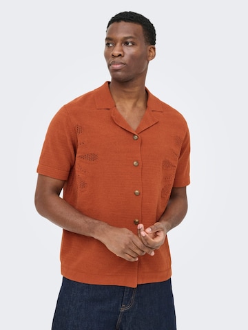 Only & Sons Comfort fit Button Up Shirt 'jam' in Red