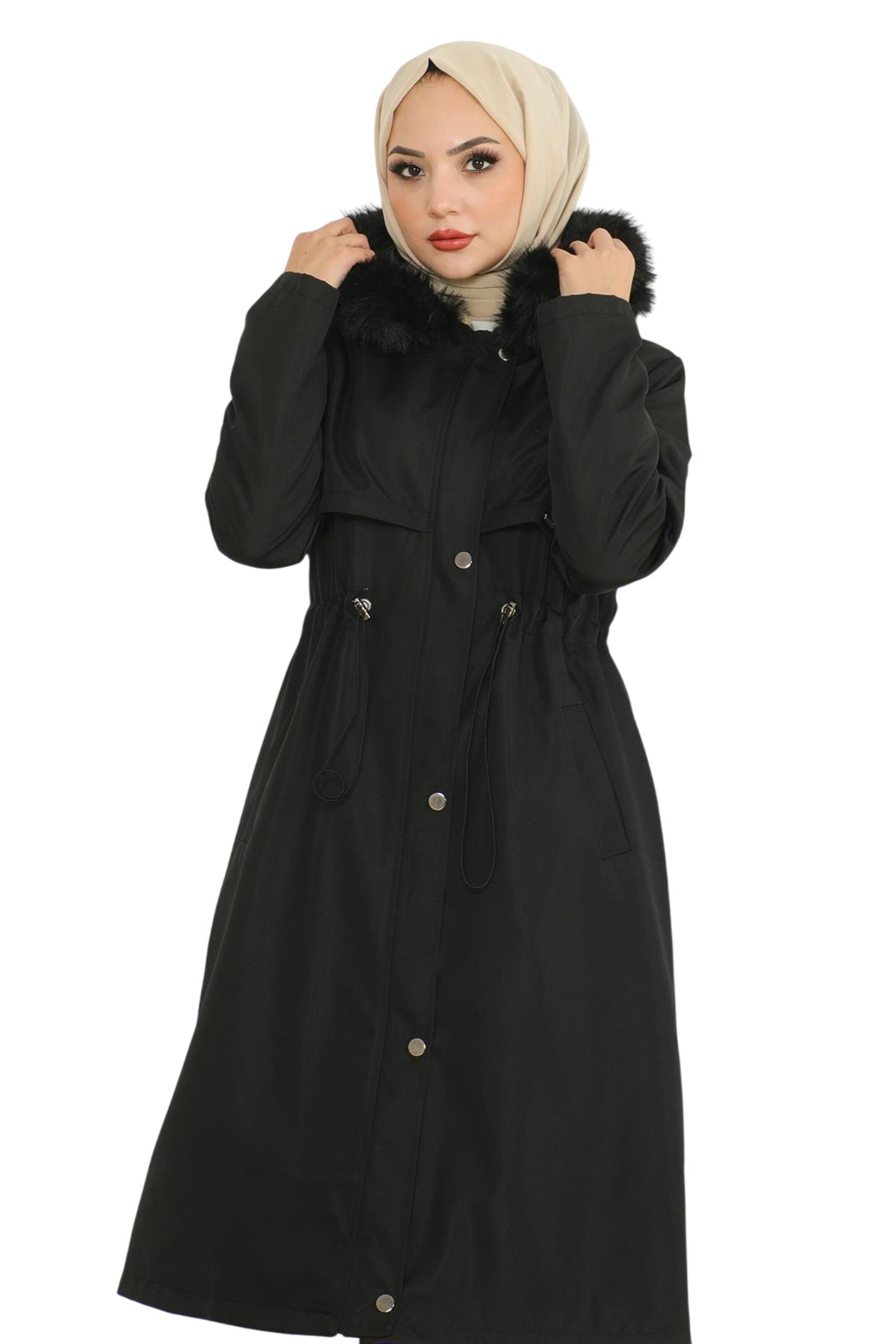 MODAMIHRAM Wintermantel in Zwart