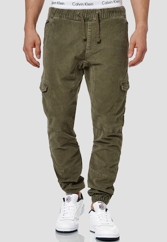 INDICODE JEANS Regular Cargobroek ' Walker ' in Groen: voorkant