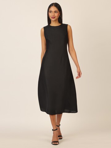 mint & mia Langes Leinen Kleid in Schwarz: Vorderseite