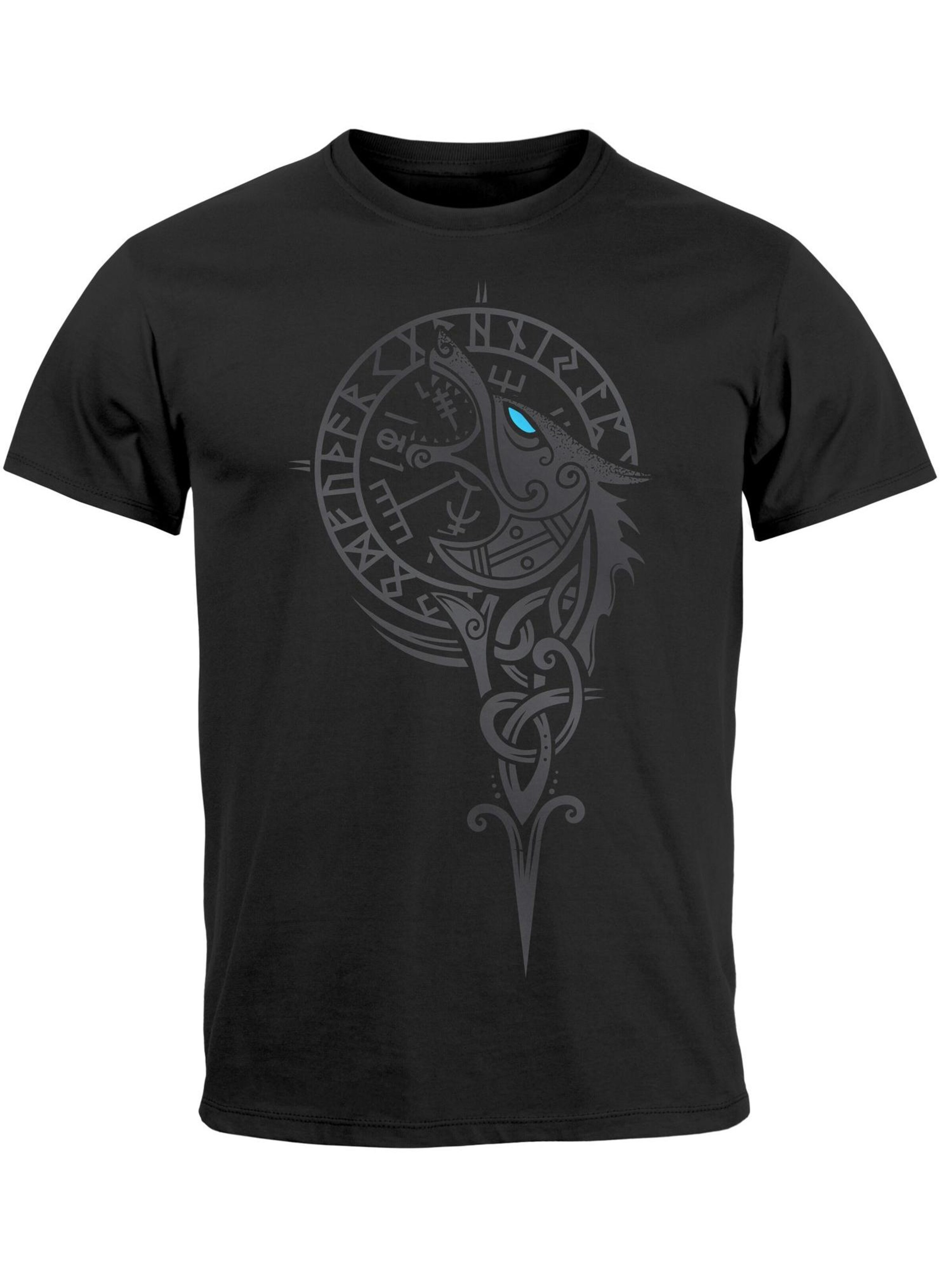 Neverless Shirt 'Fenrir Kompass'‌ in Schwarz