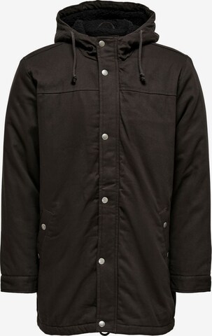 Only & Sons Winter parka in Brown: front