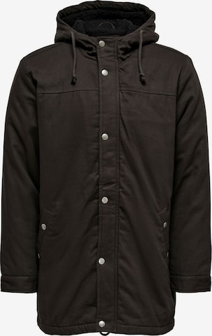 Only & Sons Winter Parka in Brown: front