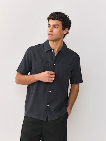 Next Comfort fit Button Up Shirt in Black: front