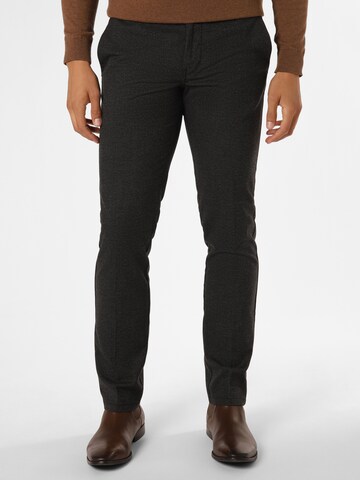 Coupe slim Pantalon à plis ' Dylan ' Finshley & Harding en gris : devant