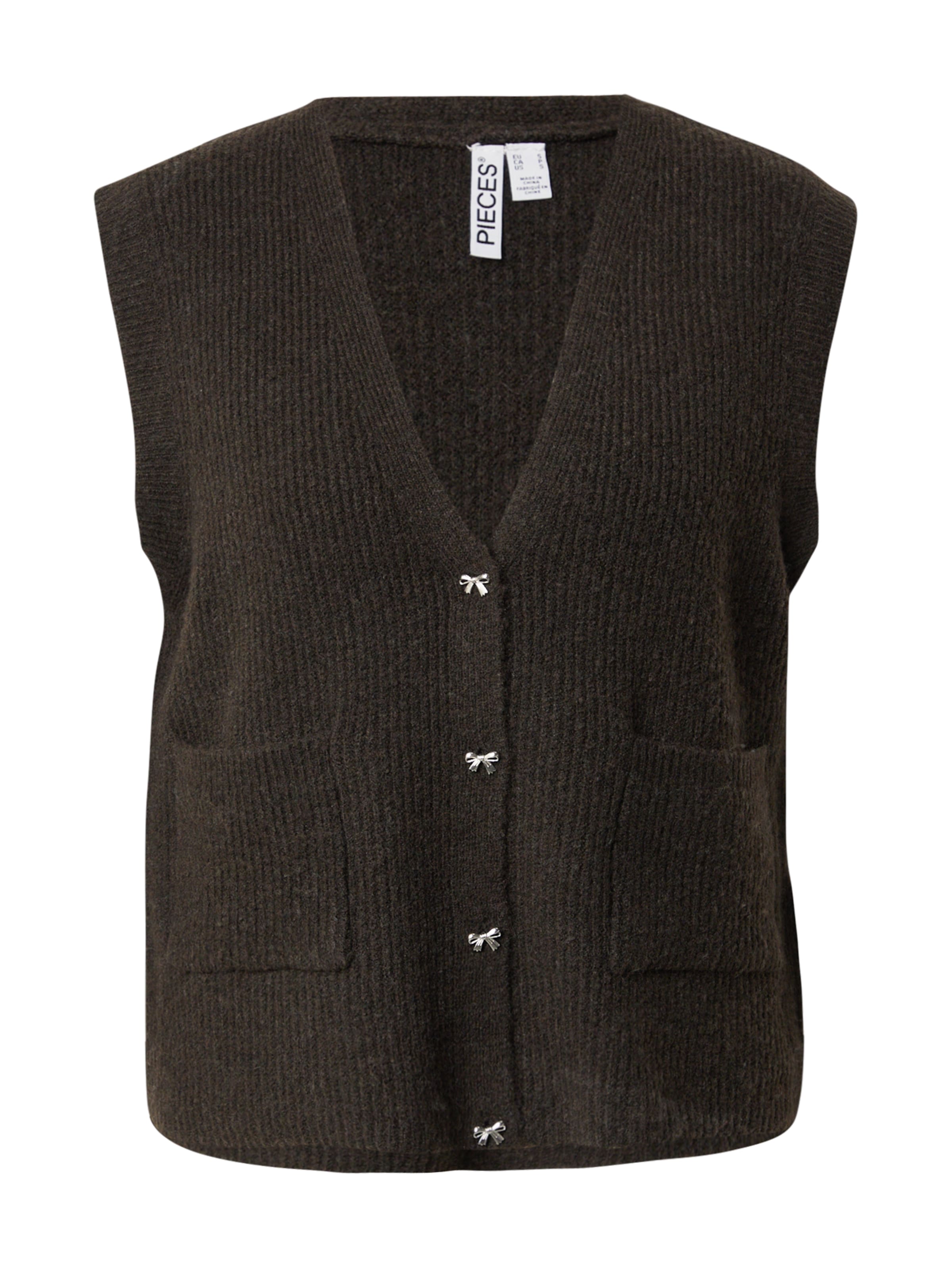 PIECES Pletená vesta 'PCSILLY' – hnědá: přední strana
