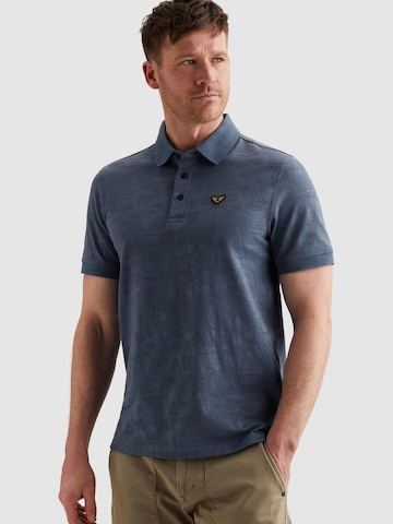 PME Legend T-shirt 'Polo shirt with allover jacquard pattern' i blå: framsida