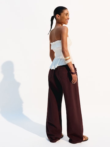 Wide Leg Jean Bershka en marron