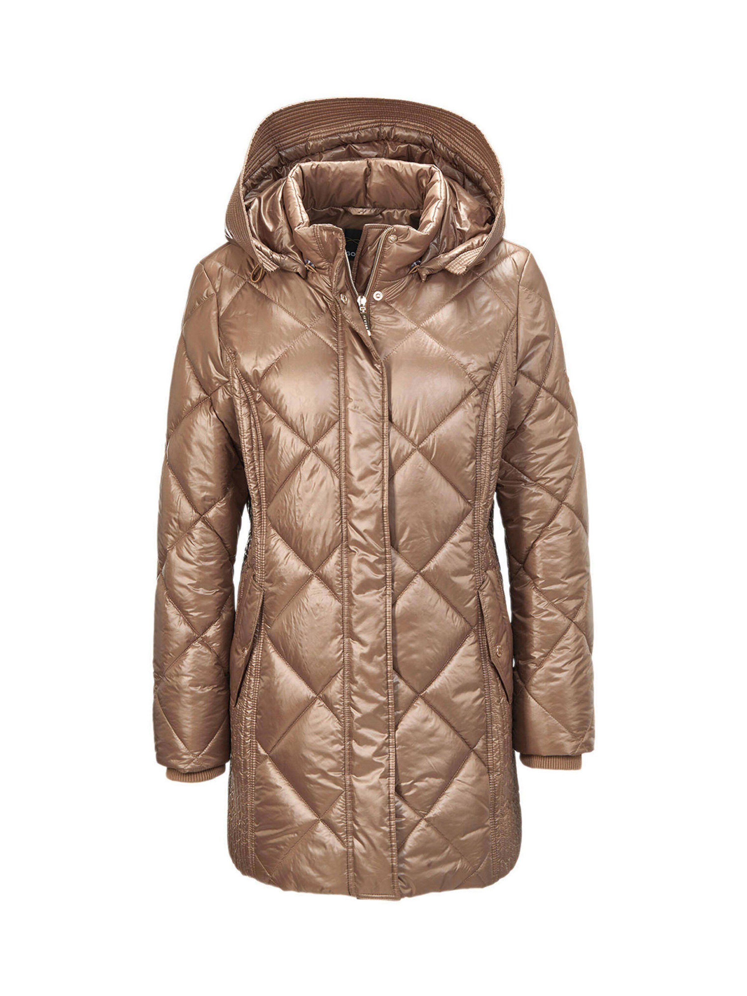 Goldner Wintermantel in Beige: Vorderseite