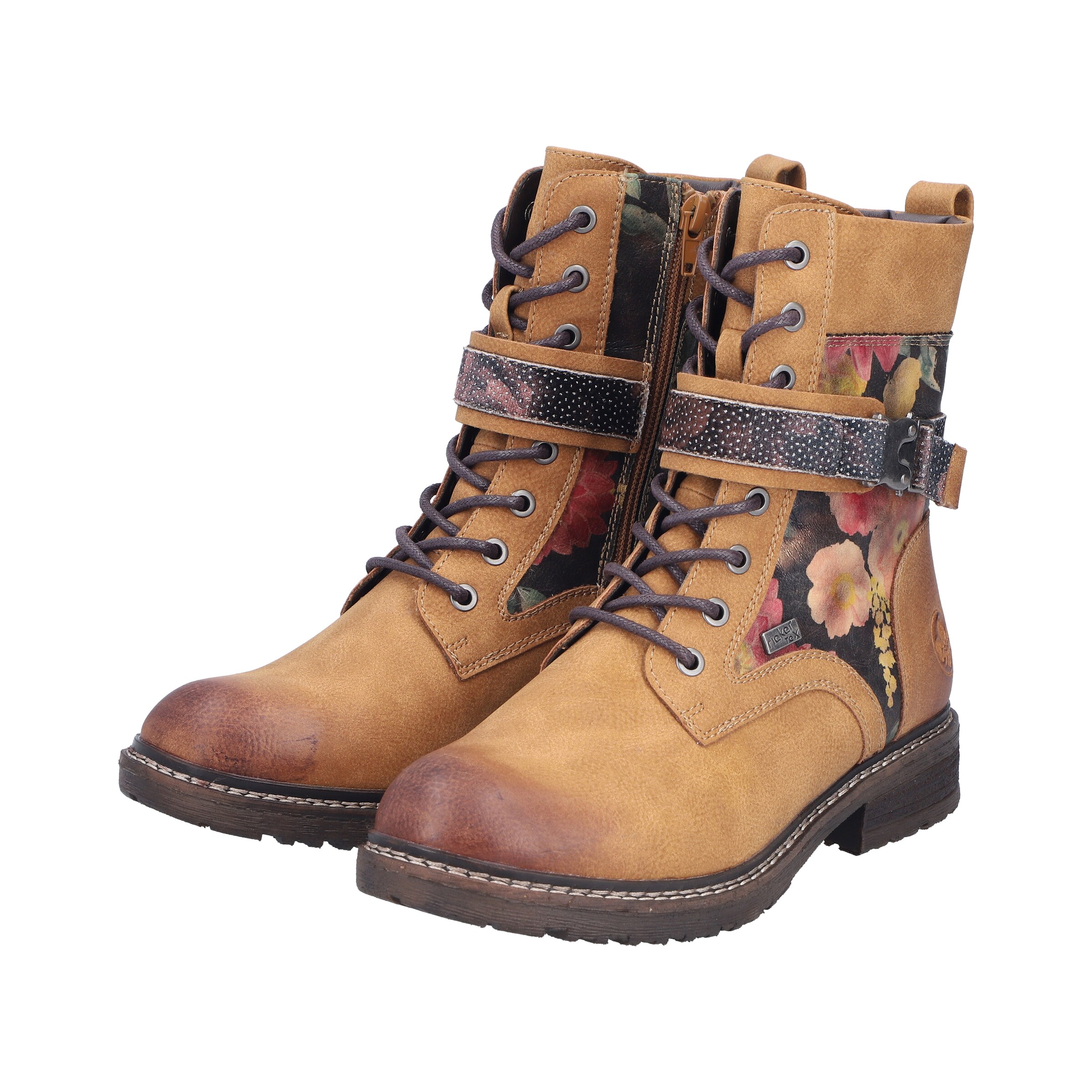 Rieker Lace-Up Ankle Boots in Brown