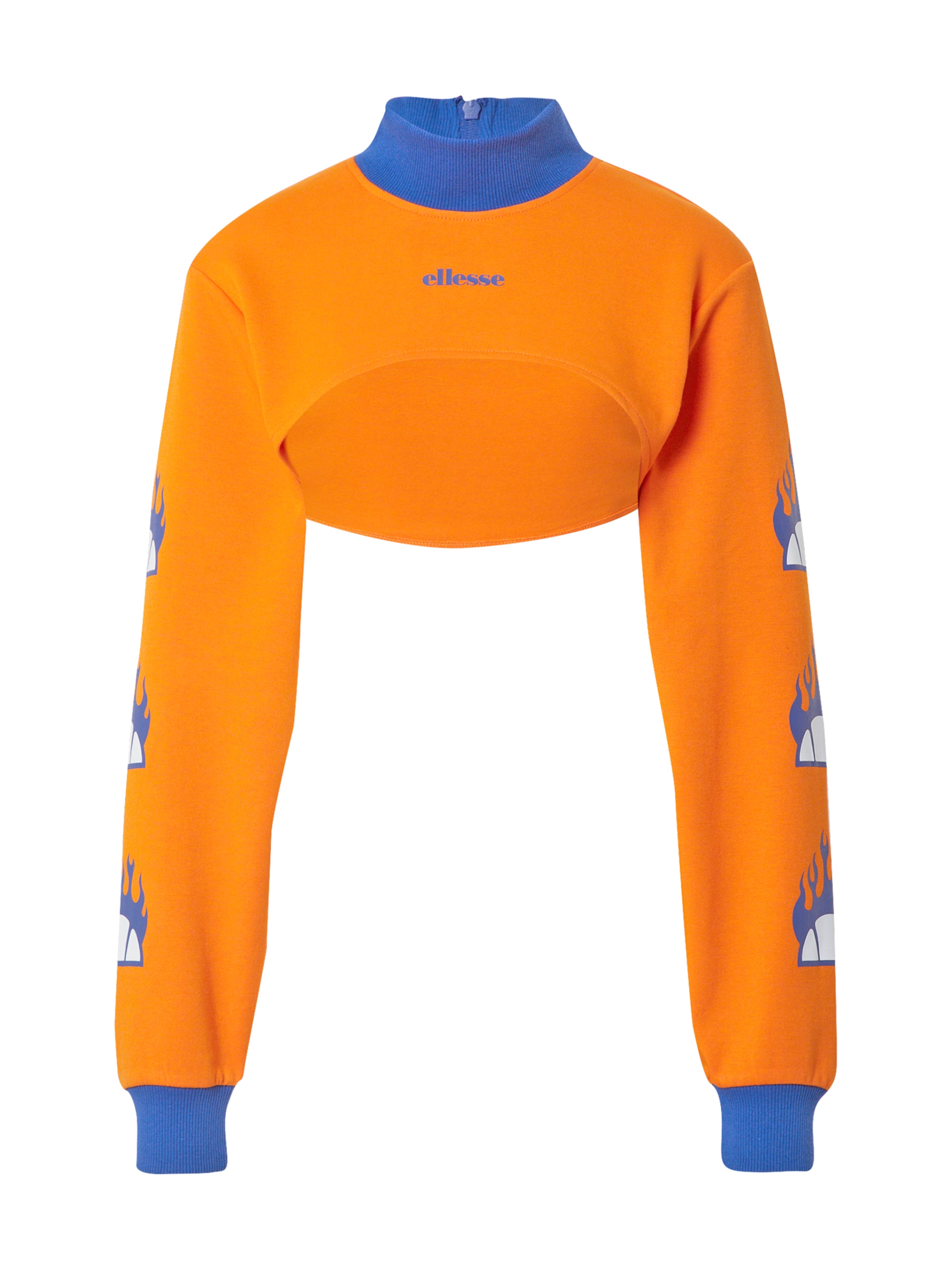 About You x Ellesse T-shirt 'Pieta Long Sleeve Funnel Neck Top' i orange: framsida