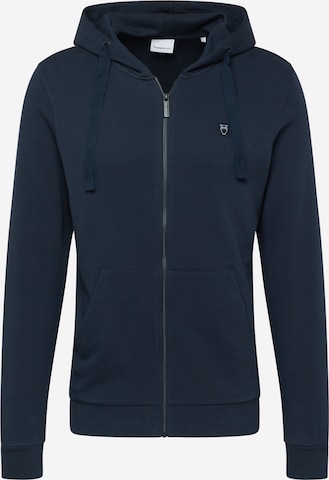 KnowledgeCotton Apparel Sweat jacket in Blue: front