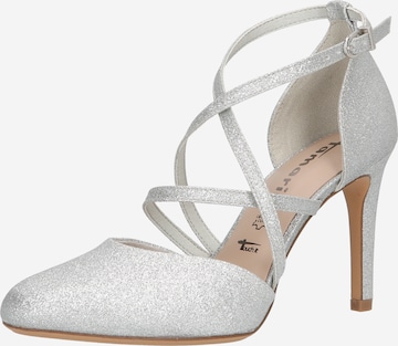 TAMARIS Slingback Pumps in Silver: front