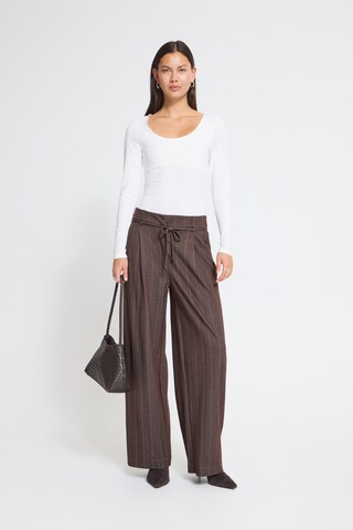 ICHI Wide leg Broek in Bruin