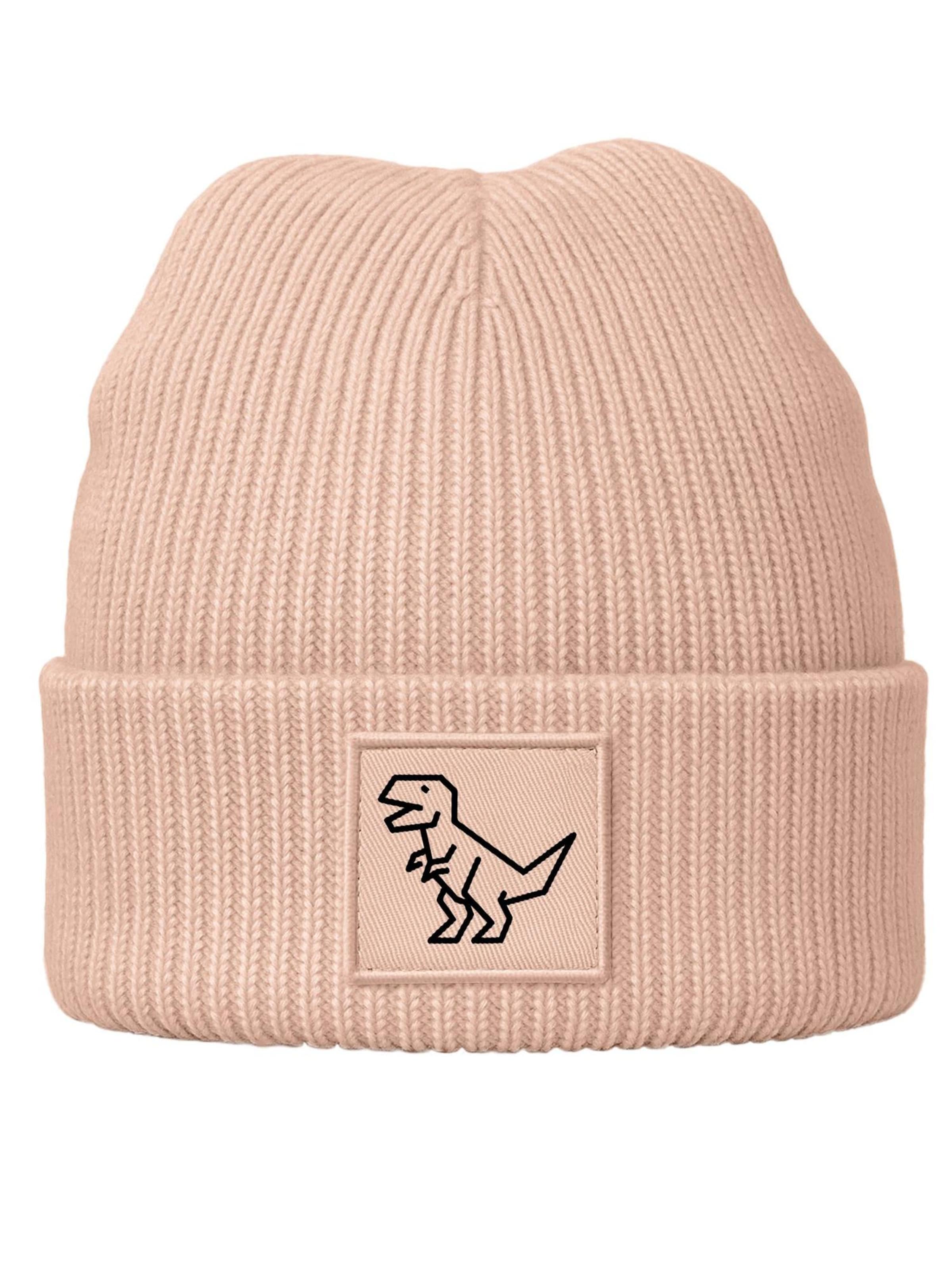 Neverless Beanie 'Polygon T-Rex' in Pink: front