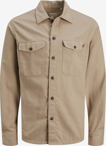 JACK & JONES Comfort fit Button Up Shirt 'EJAY' in Beige: front