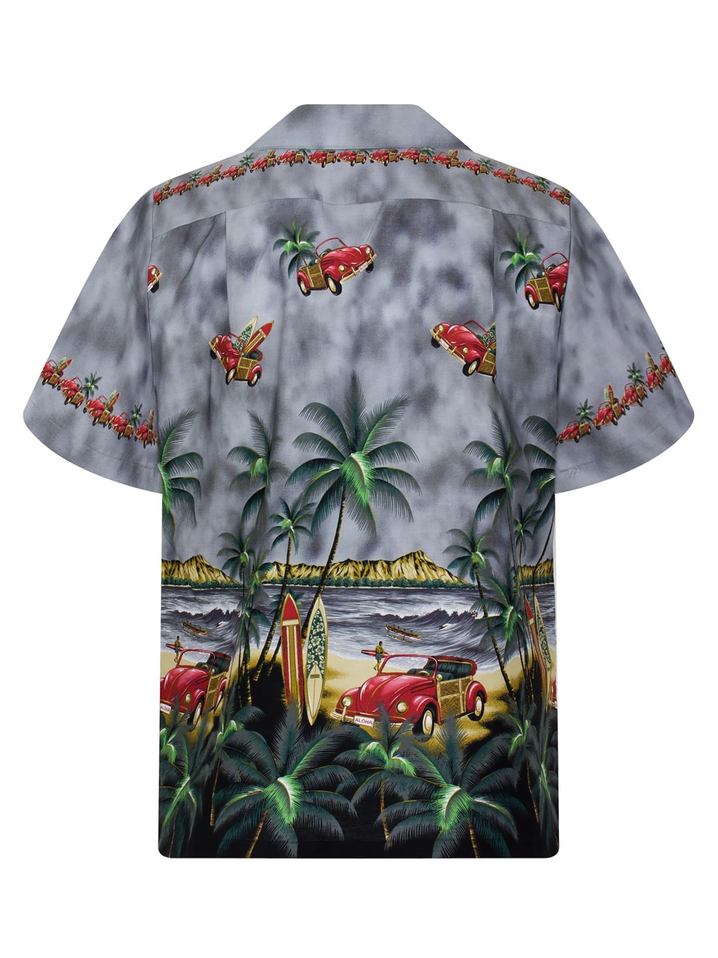 KY's Regular fit Button Up Shirt 'Fliegende Autos' in Grey