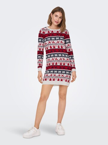 Rochie tricotat 'Xmas' de la ONLY pe alb