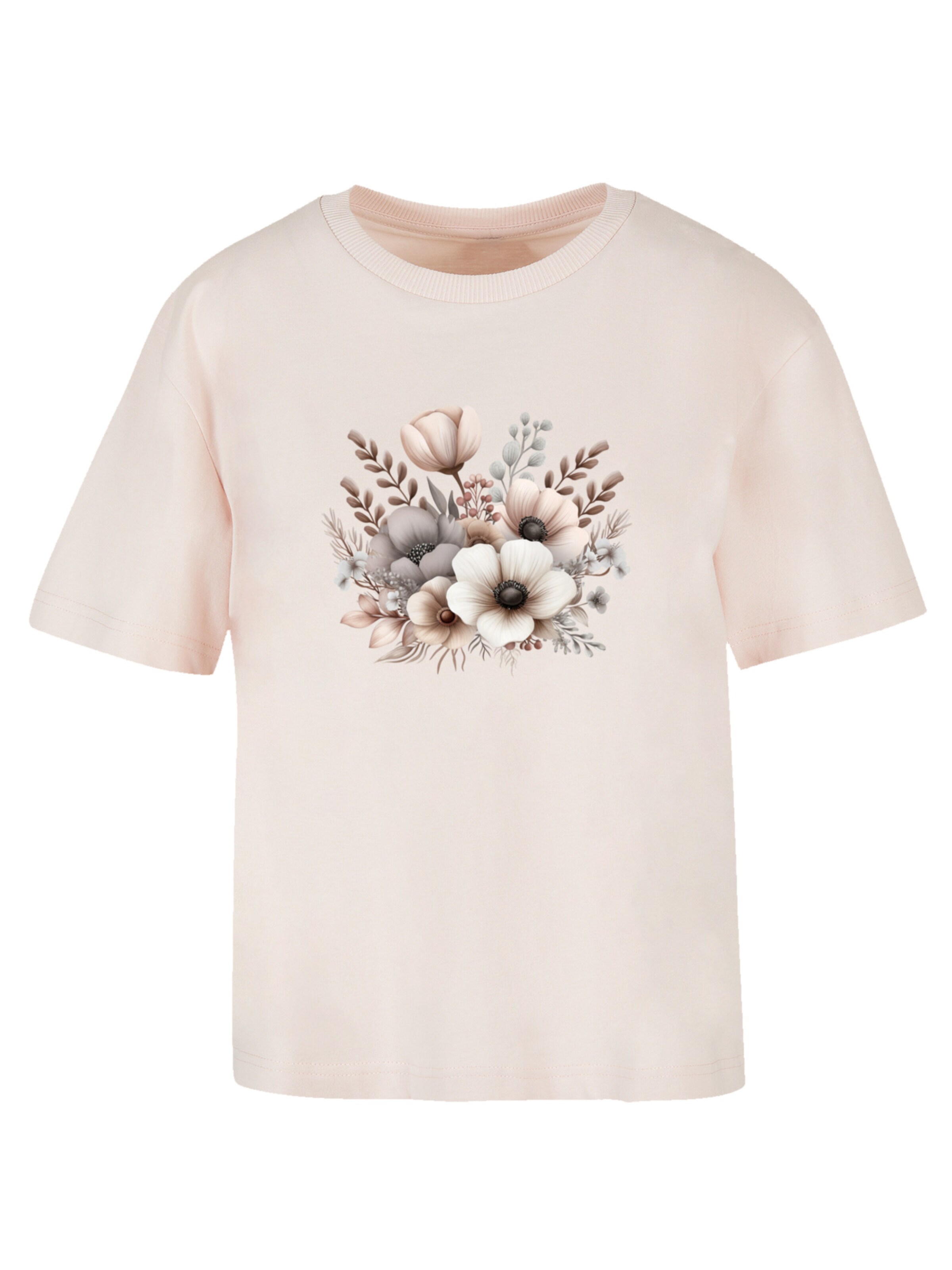 F4NT4STIC T-Shirt 'Blumenstrauß Boho' in Pink: Vorderseite