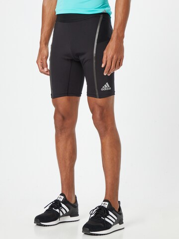 ADIDAS PERFORMANCE Skinny Workout Pants 'Saturday' in Black: front