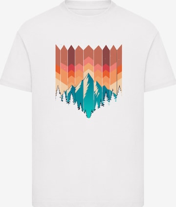 F4NT4STIC T-Shirt 'Berg Sonnenuntergang Geometrisch' in Weiß: Vorderseite