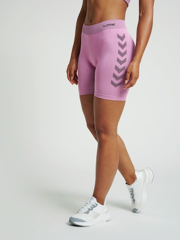 Hummel Skinny Workout Pants in Pink: front