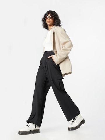 Monki Wide leg Bandplooibroek in Zwart